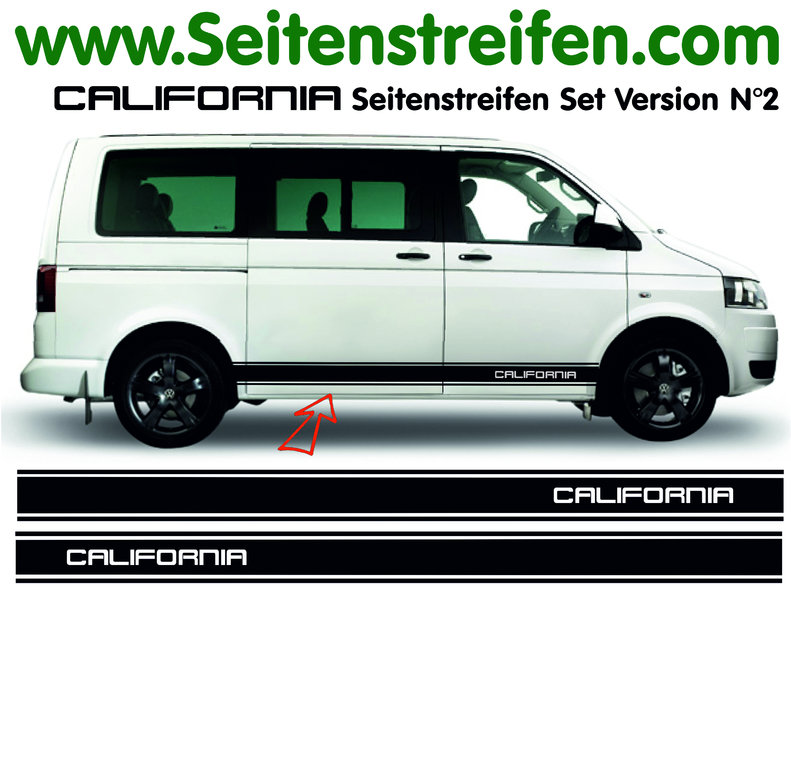 VW Bus T4 T5 T6 California Seitenstreifen Aufkleber Set Version N°2 - Art.Nr.: 5113