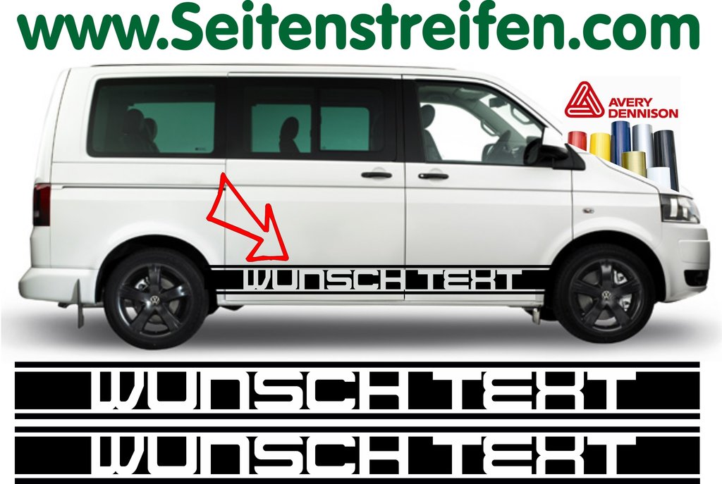 VW Bus T4 T5 T6 - sada bočních polepů - Text na přání verze č.2 - polepy - N° 5128