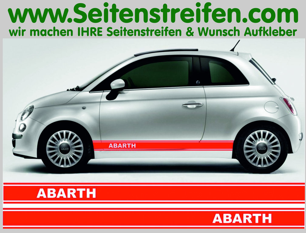 Fiat 500 - Abarth - Side Stripes Graphics Decals Sticker Kit - N° 5174