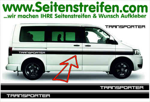 VW Bus T4 T5 T6 TRANSPORTER Custom  Seitenstreifen Aufkleber Set - Art.Nr.: 5157