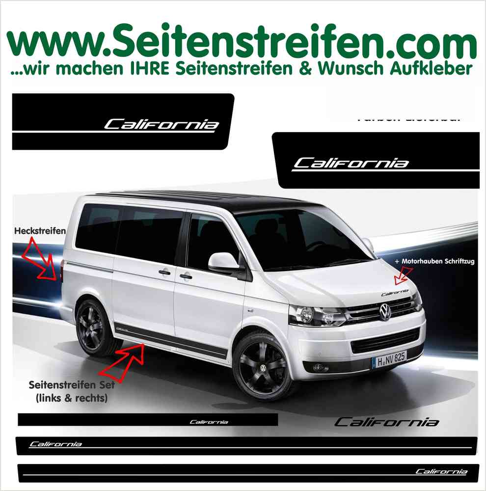 Volkswagen VW Transporter Side Stripe Decal California T4 T5 T6 Vehicle Graphic