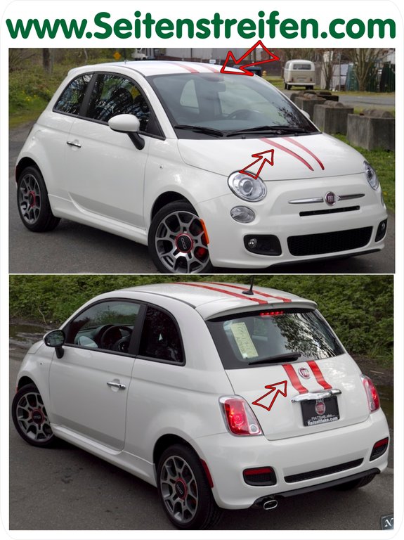 Fiat 500 - Hood roof rear rally Viper - Graphics Decals Sticker Kit - N° 5133