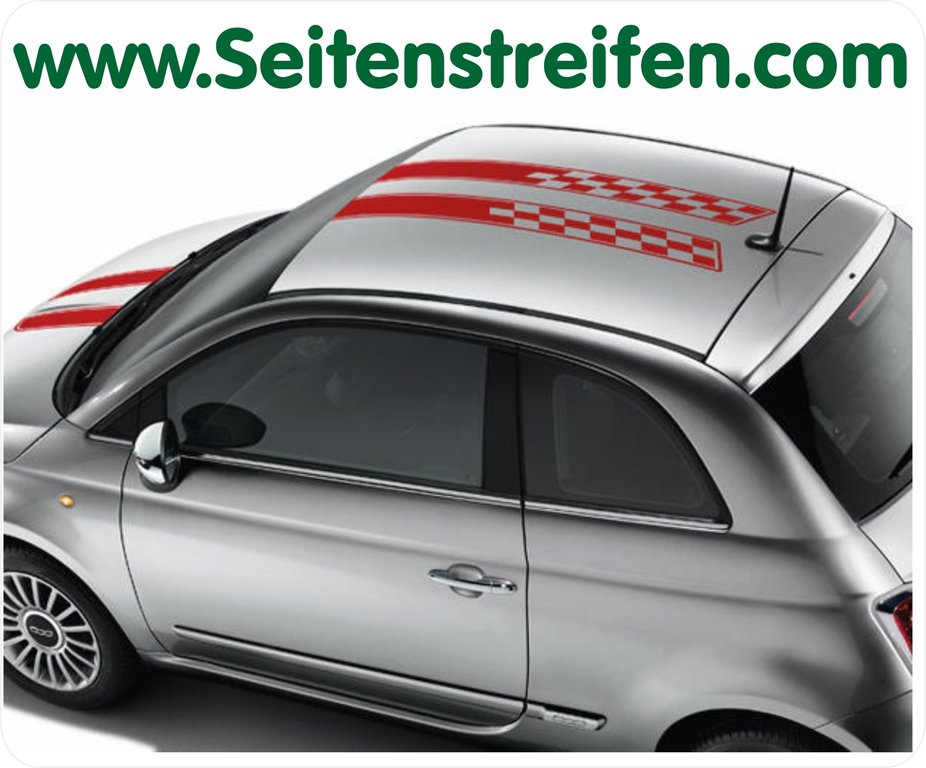 Fiat 500 - Checker Exkluzivní (Střecha, kapota) - Sada bočních polepů - polepy - N° 9031