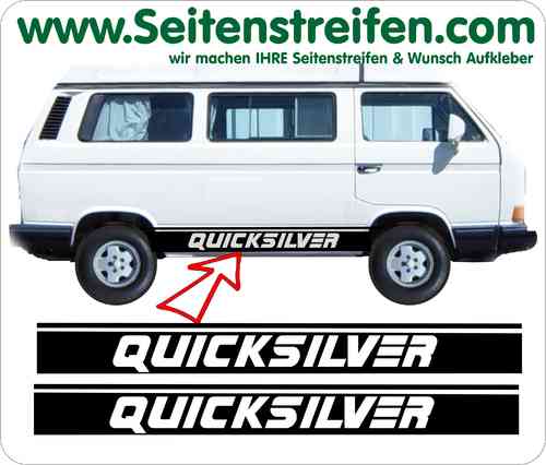 VW Bus T3 QUICKSILVER Aufkleber Sticker Seitenstreifen Set Version N°1 Art.Nr.: 5223