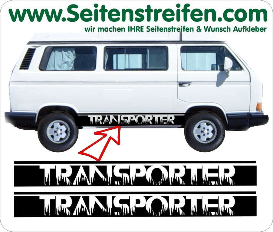 VW Bus T3 - TRANSPORTER Version N°1 - Side Stripes Graphics Decals Sticker Kit - N° 5277