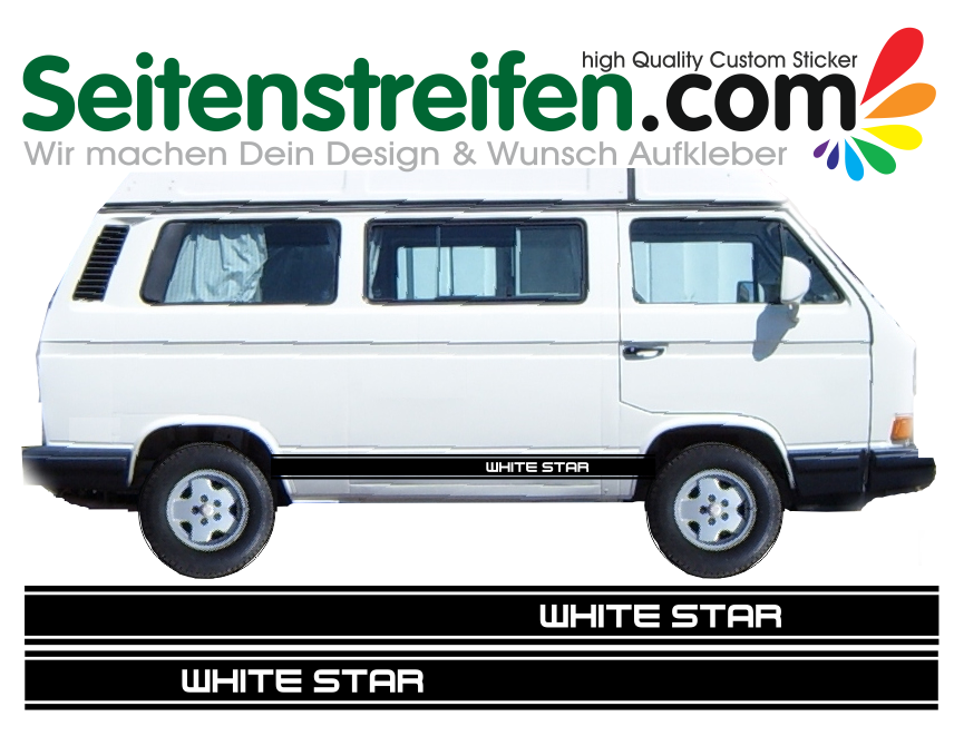 VW Bus T3 - motiv White Star - sada bočních polepů - polepy - N° 5229