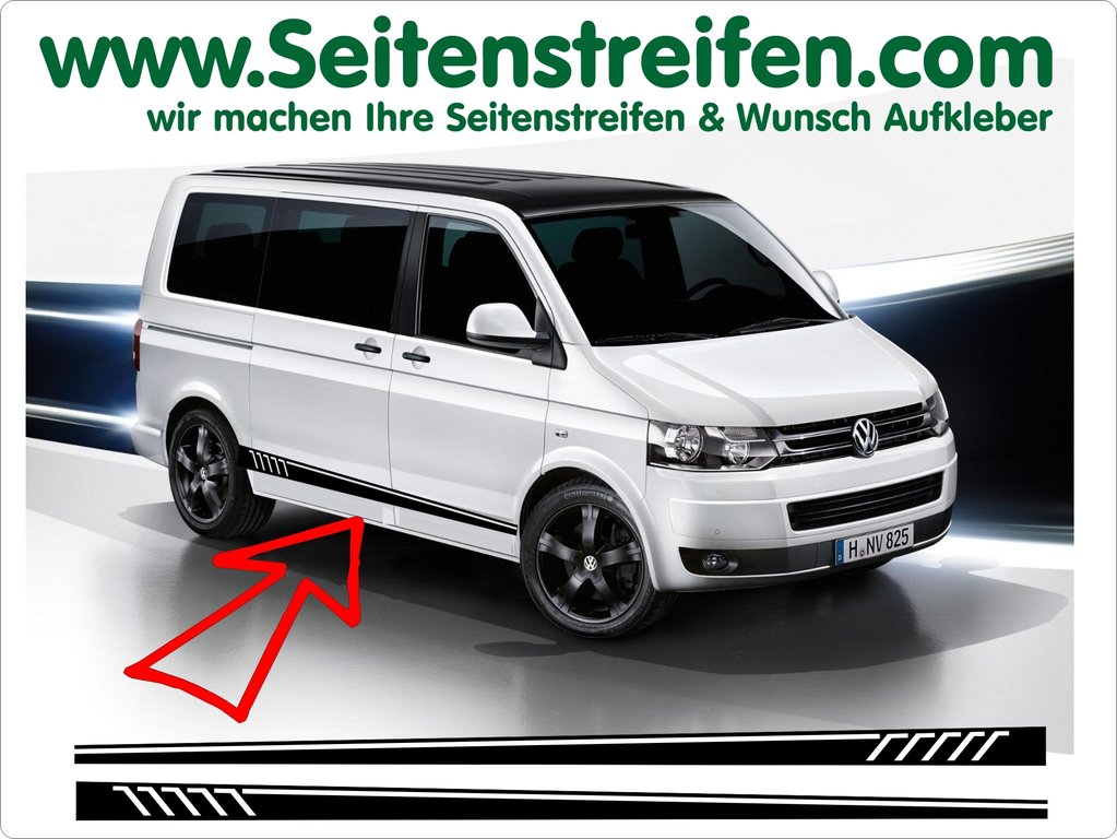 VW Bus T4 T5 T6 Seitenstreifen Aufkleber Sticker Set -Version N°5 - Art.Nr.: 5213
