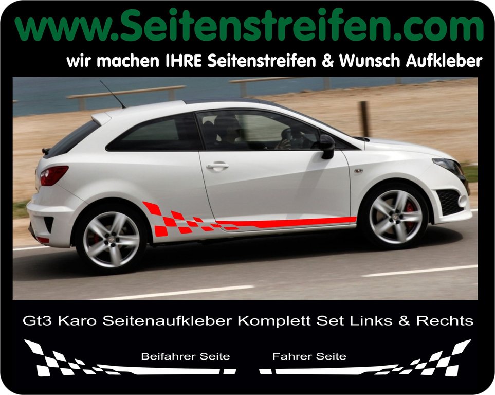 Seat Ibiza - Checker adesivi laterali adesive auto sticker - 6283