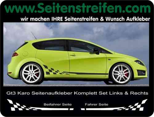 Seat Leon Checker Aufkleber Seitenstreifen Auto Dekor Aufkleber Set - Art.Nr.: 6284
