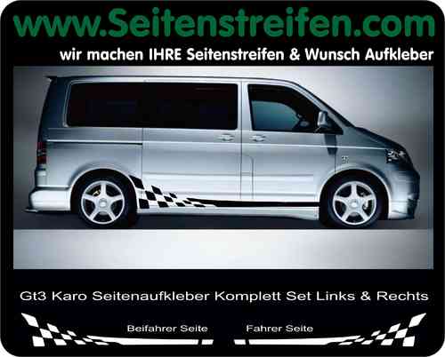 VW Bus T4 T5 Checker Aufkleber Seitenstreifen Set  - Art.Nr.: 7962