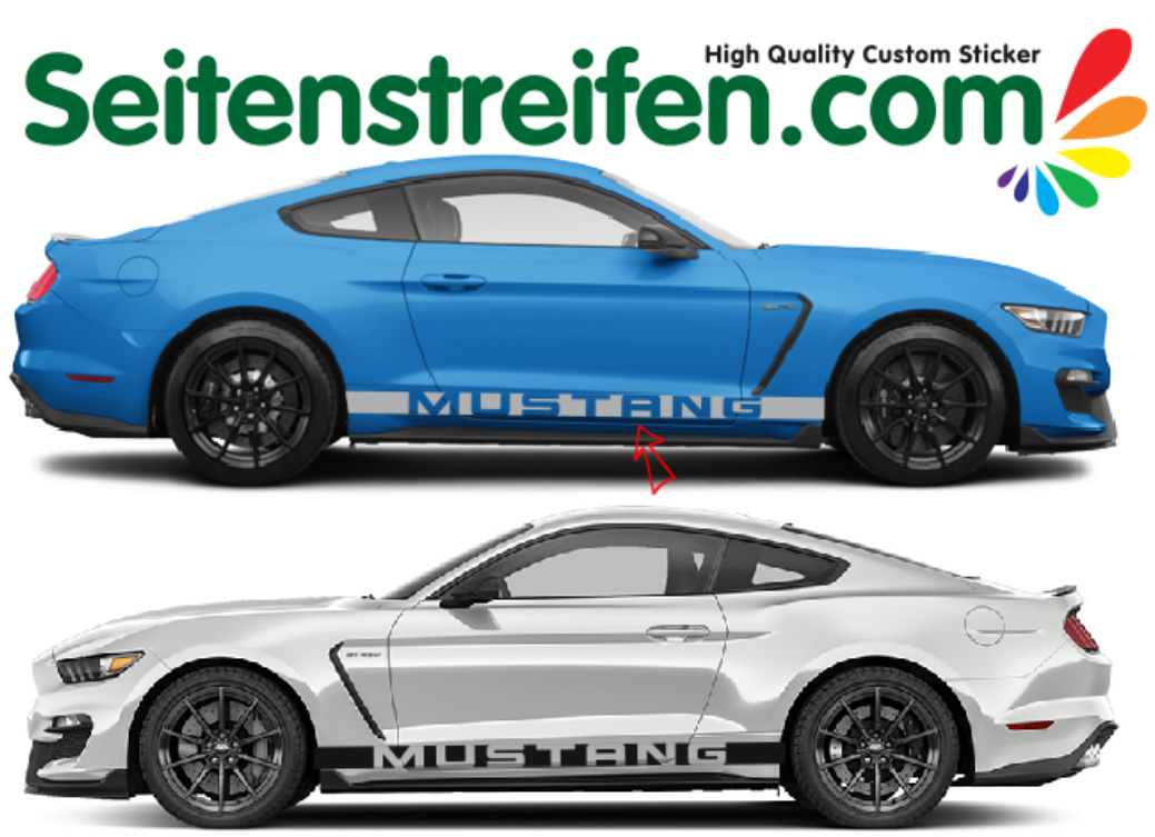 Ford Mustang Sticker bande latérale autocollant ensemble complet N° 5054