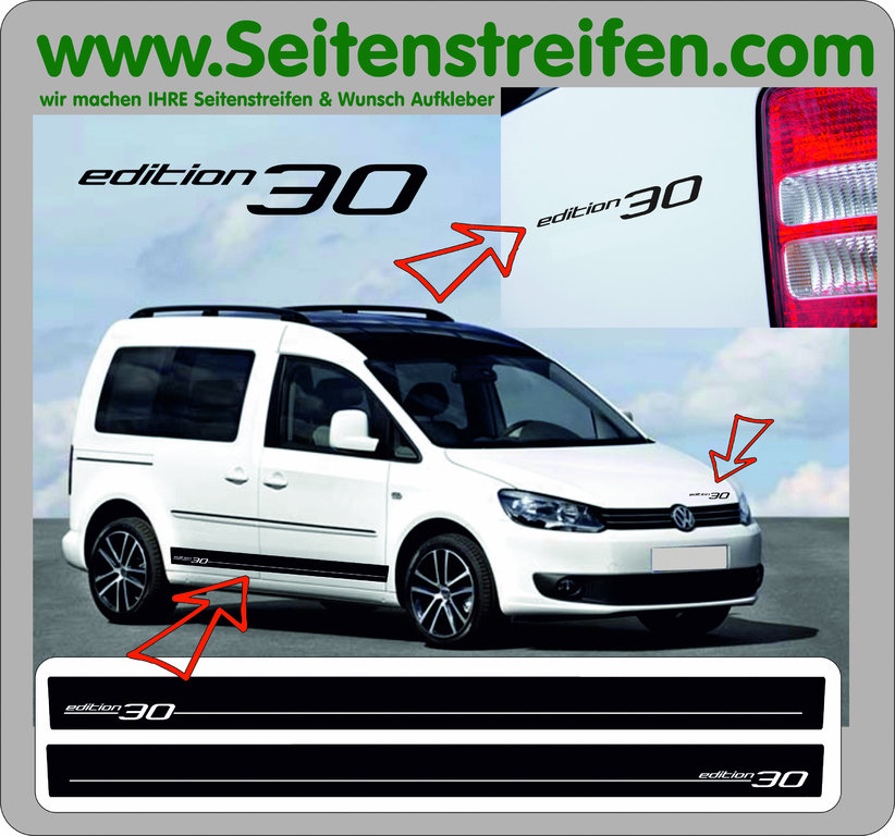VW CADDY - Edition 30 - Side Stripes Graphics Decals Sticker Kit - N° 5074
