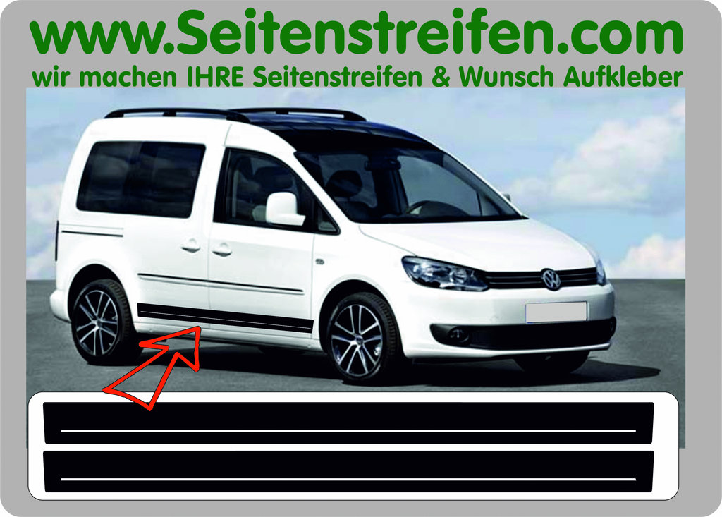 VW Caddy Seitenstreifen Aufkleber Set - Art.Nr: 5077