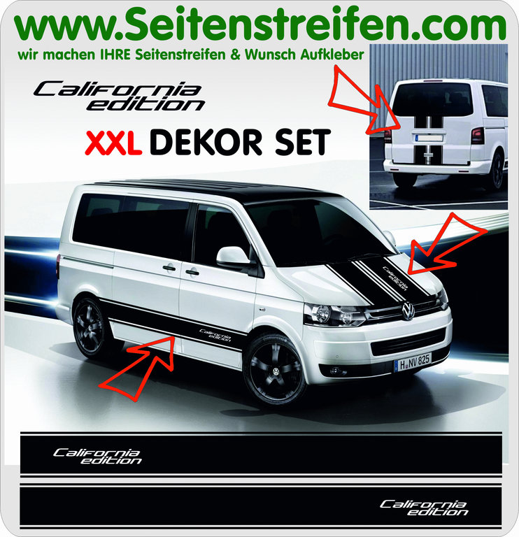 VW Bus T4 T5 T6 California Edition - XXL Aufkleber Dekor Sticker Komplett Set Art.Nr.: 5094