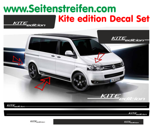 VW Bus T4 T5 T6 Kite Edition - Seitenstreifen Aufkleber Satz Nr. : 9752
