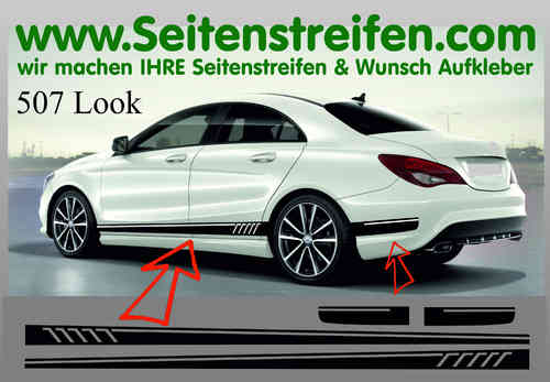 Mercedes Benz CLA / CLA shooting brake AMG - 507 Replika Seitenstreifen Dekor Aufkleber Set 7068