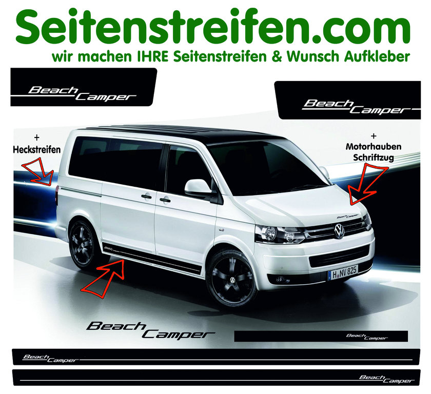 VW Bus T4  T5 Transporter Beach Camper Pegatinas Laterales Adhesivo - set completo - N°  2003
