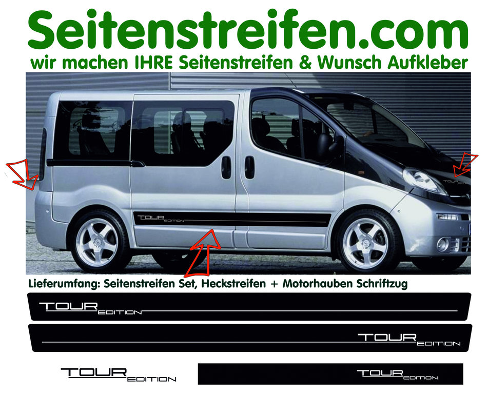 Opel Vivaro - edizione del tour adesivi laterali adesive auto sticker - 8566