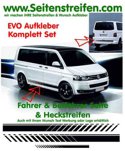 VW Bus T4 T5 T6 EVO XL Seitenstreifen - Heck Aufkleber Dekor Set - Art.Nr.: 2719