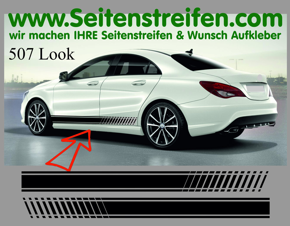 Mercedes Benz CLA / CLA shooting brake AMG - EVO Seitenstreifen Dekor Aufkleber Set Art:Nr: 7089