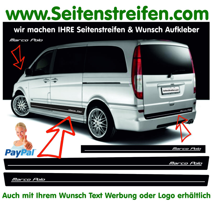 Mercedes Benz Viano & Vito - Marco Polo - Side Stripes Graphics Decals Sticker Kit - N° 7081