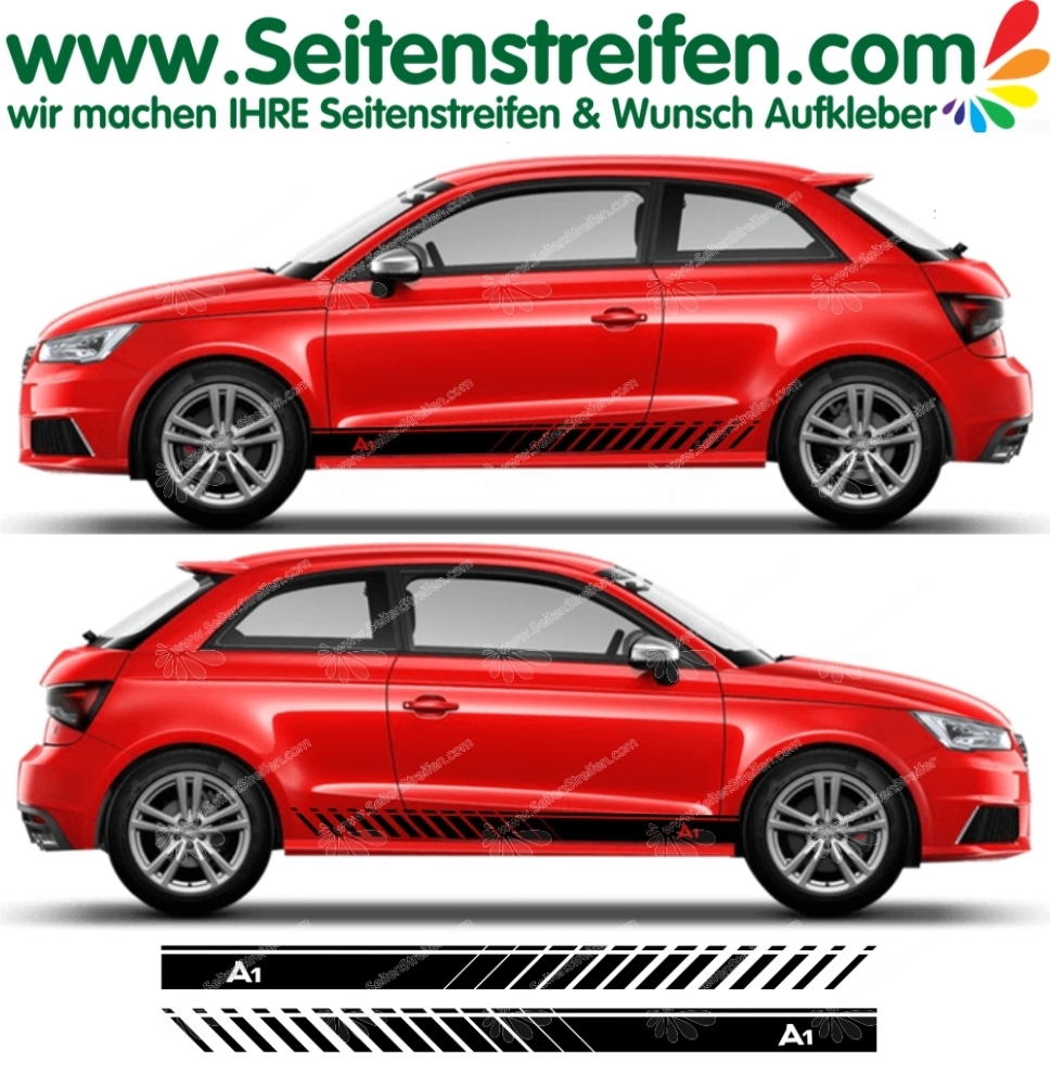 Audi A1 - "A1 Evo"  Side Stripe Sticker Decal Complete Set - item number: 5161