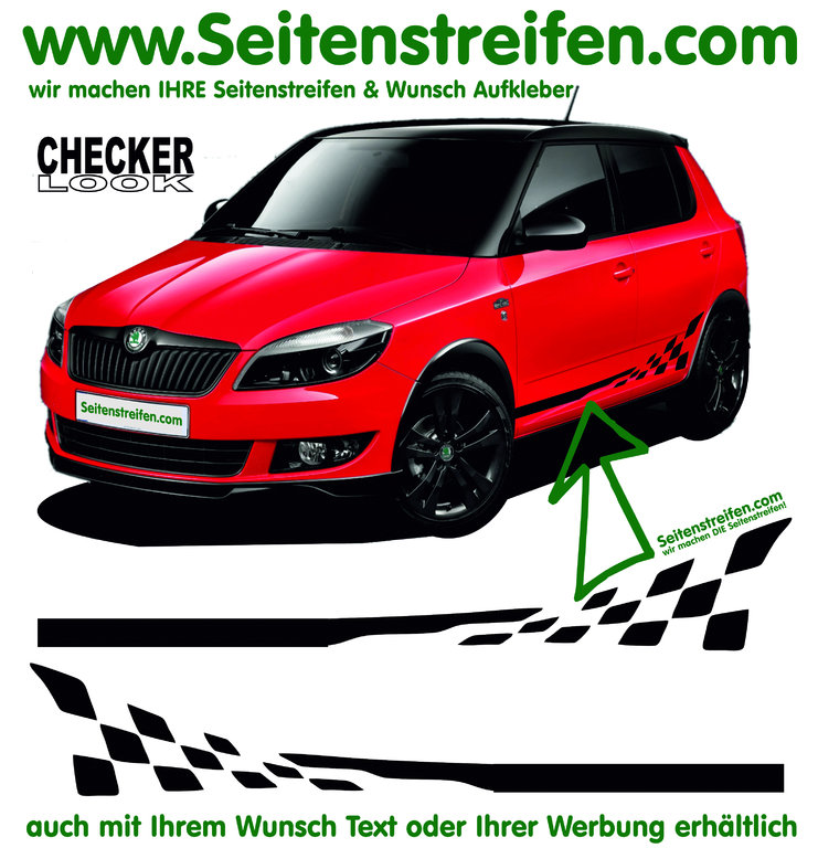 Skoda Fabia - Checker adesivi laterali adesive auto sticker - 1256