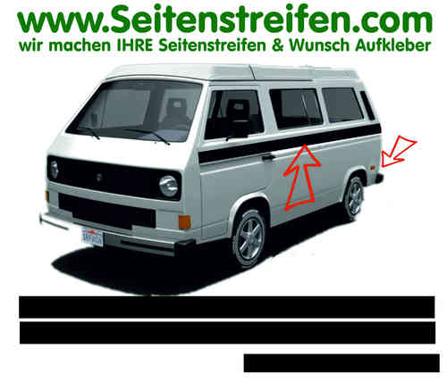 VW Bus T3  Custom - Seitenstreifen Aufkleber Dekor Komplett Set - Art.Nr.: 17027