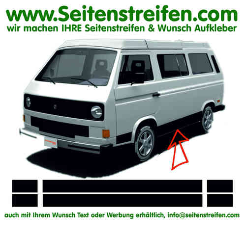 VW Bus T3  - Version N°1  - Seitenstreifen Aufkleber Dekor Komplett Set - Art.Nr.: 17029
