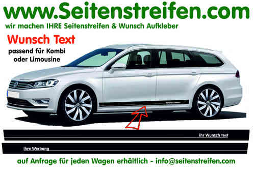 VW Passat Wunsch Text Seitenstreifen Aufkleber Set im Edition Look Art.Nr.: 9659
