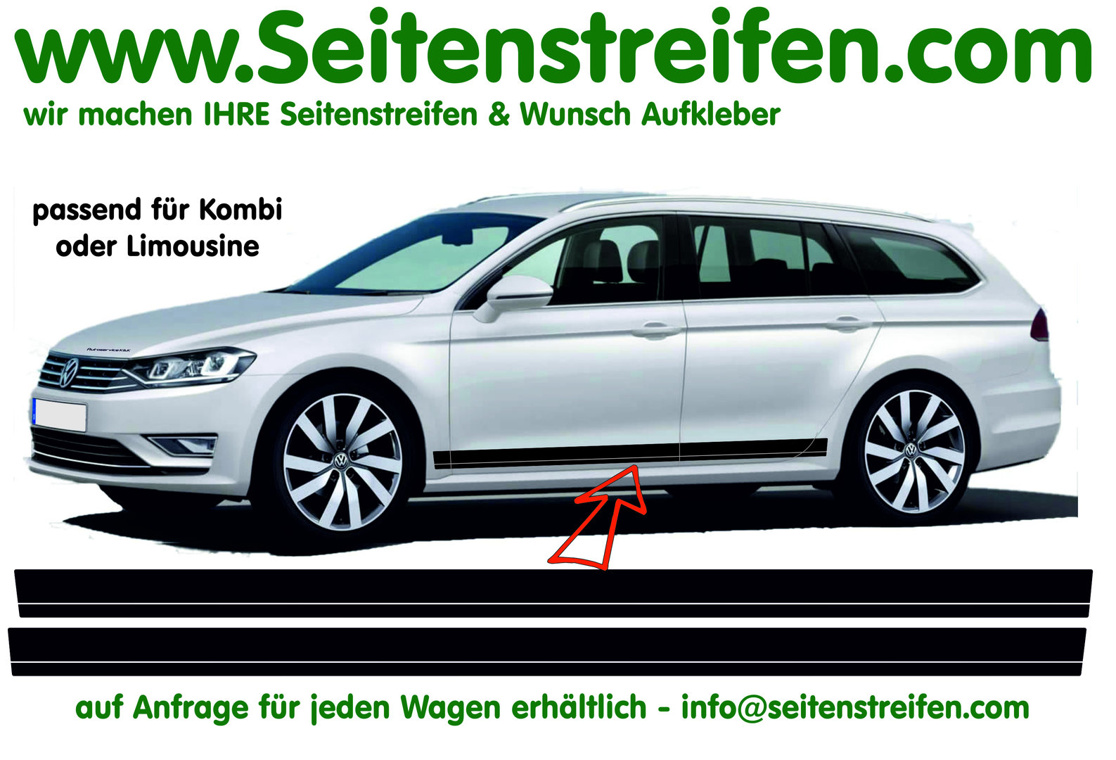 VW Passat - bez textu - sada bočních polepů - polepy - N° 9759