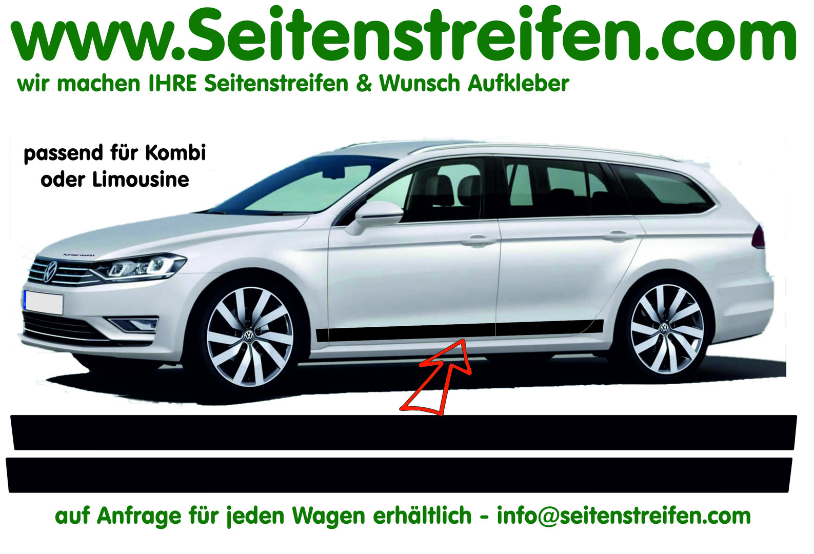 VW Passat - adesivi strisce laterali adesive auto sticker Versione 1 - 9859