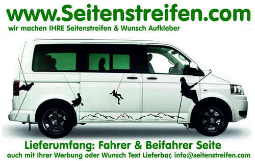 VW Bus T4 T5 T6 Mountain Bergsteiger Freeclimber Aufkleber Dekor Komplett Set Art.Nr.: 6814