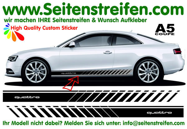 Audi A5 S5 Coupe - Quattro Evo - Side Stripes Graphics Decals Sticker Kit - item number: 9169