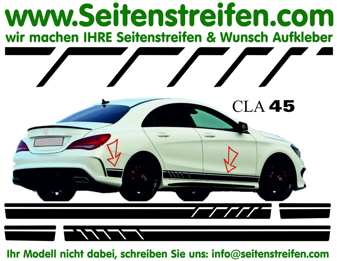 Mercedes Benz CLA / CLA shooting brake AMG - Replika Seitenstreifen Dekor Aufkleber Set Art:Nr: 7096
