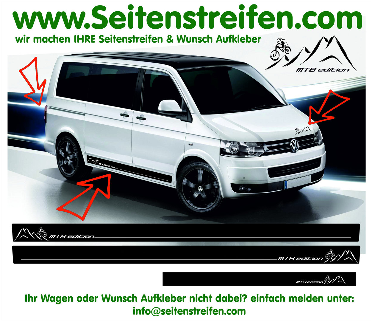 VW Bus T4 T5 T6 - Mountain Bike Downhill Freeride MTB Edition Graphics Decals Sticker Kit - N° 5772