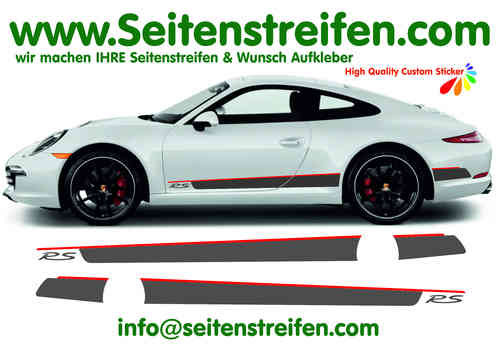 PORSCHE 911 (991)  RS Look Seitenstreifen Aufkleber Dekor Set  - zwei Farbig - Art. Nr.: 7771