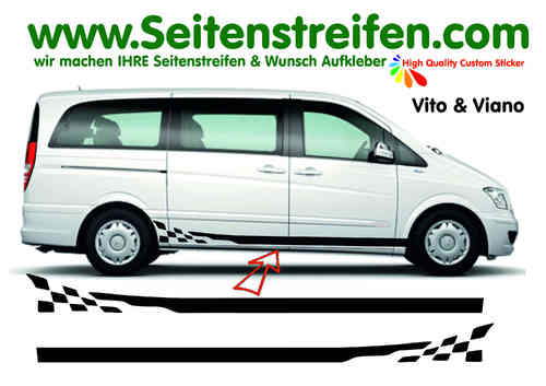 Mercedes Benz Vito & Viano Checker Look Seitenstreifen Aufkleber Komplett Set N°.: 7667