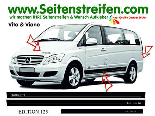 Mercedes Benz Vito & Viano Edition 125 Seitenstreifen Aufkleber Komplett Set N°.: 7669