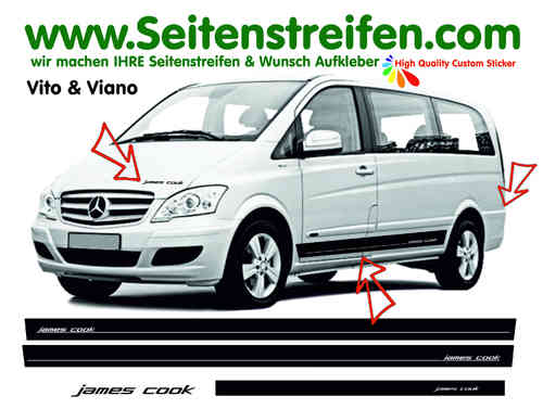 Mercedes Benz Vito & Viano James Cook Seitenstreifen Aufkleber Komplett Set N°.: 7672