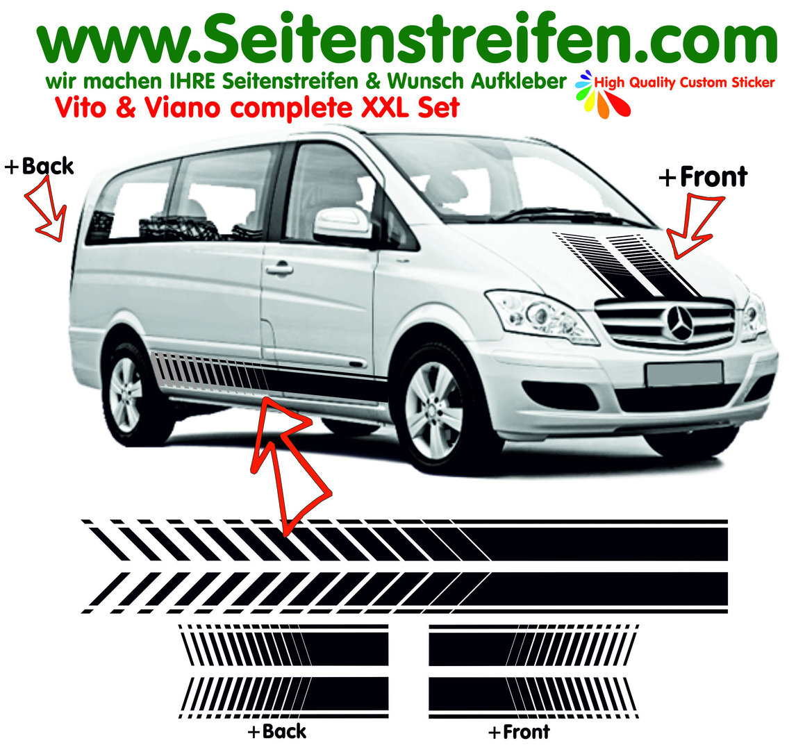 Mercedes Benz Vito & Viano - EVO XXL - Side Stripes Graphics Decals Sticker Kit - N° 7675