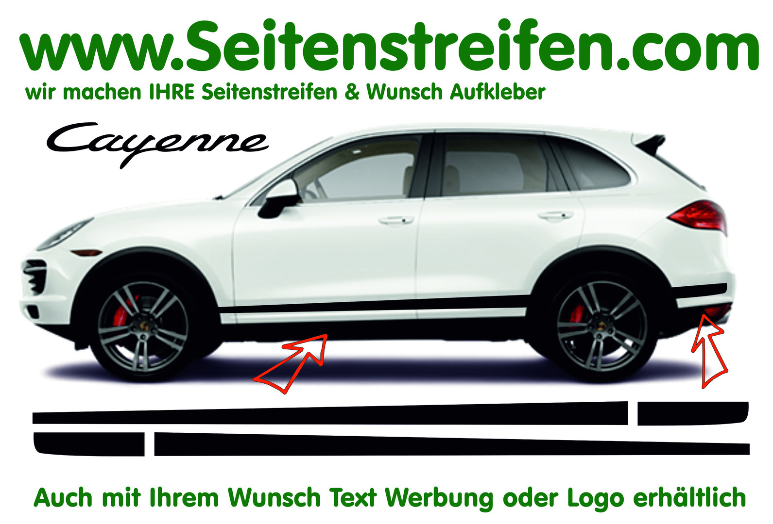 Porsche Cayenne Elegance - Side Stripes Graphics Decals Sticker Kit for all Cayenne models - N° 9577