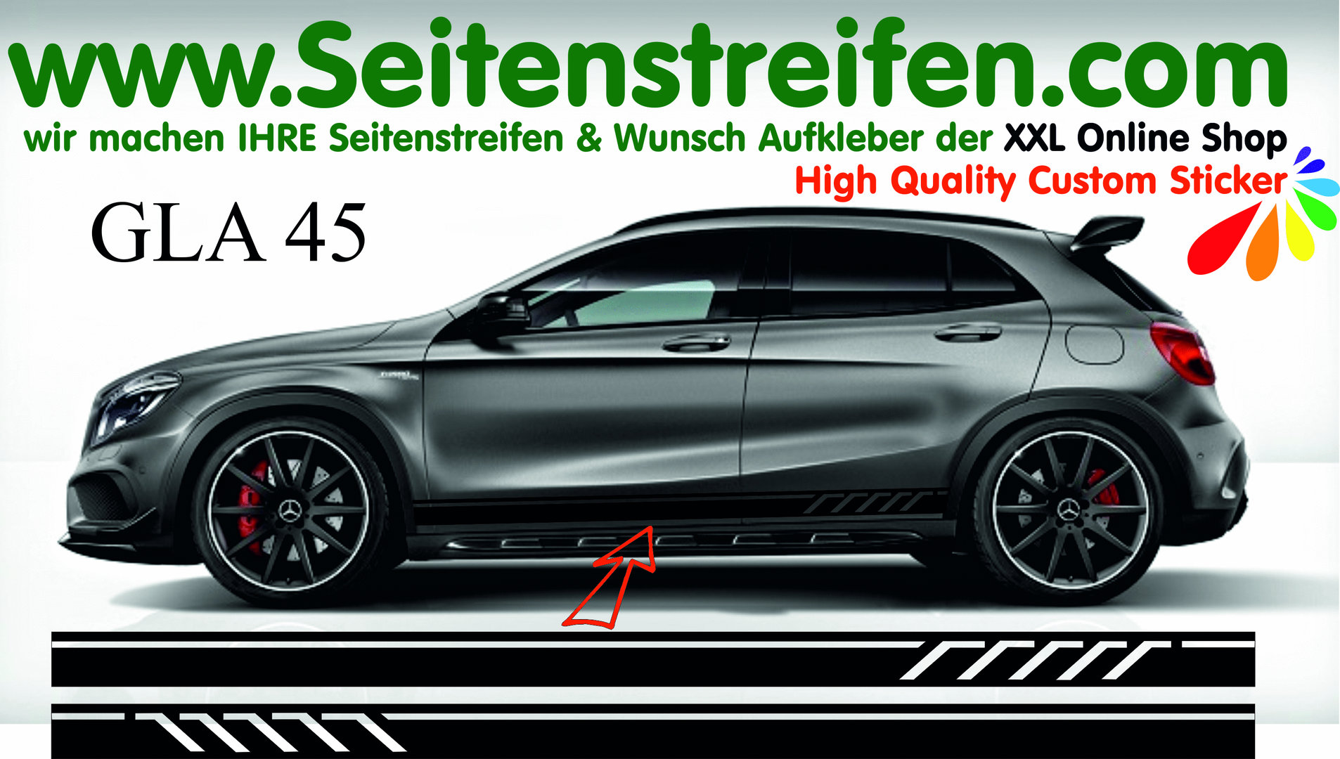 Mercedes Benz GLA 45 AMG - Edition 1 Replika Seitenstreifen Dekor Aufkleber Set Art: Nr: 4096
