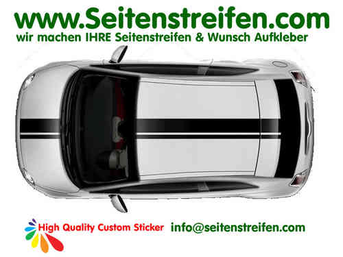 Fiat 500 - Haube Dach Rallye Streifen Aufkleber Dekort Set  - Art.Nr.: 1150