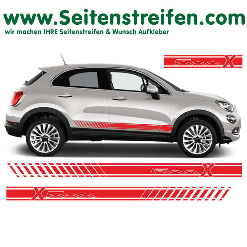 Fiat 500X - X 500 Evo Seitenstreifen Aufkleber Dekor Set - Art.Nr.: 9833