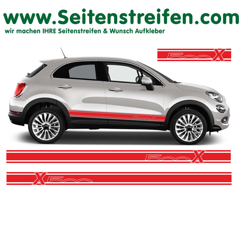 Fiat 500X - X 500 Seitenstreifen Aufkleber Dekor Set - Art.Nr.: 9834