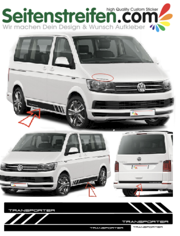 VW BUS T5 T6 - Transporter Edition - Side Stripes Graphics Decals Sticker Kit - N° 5420