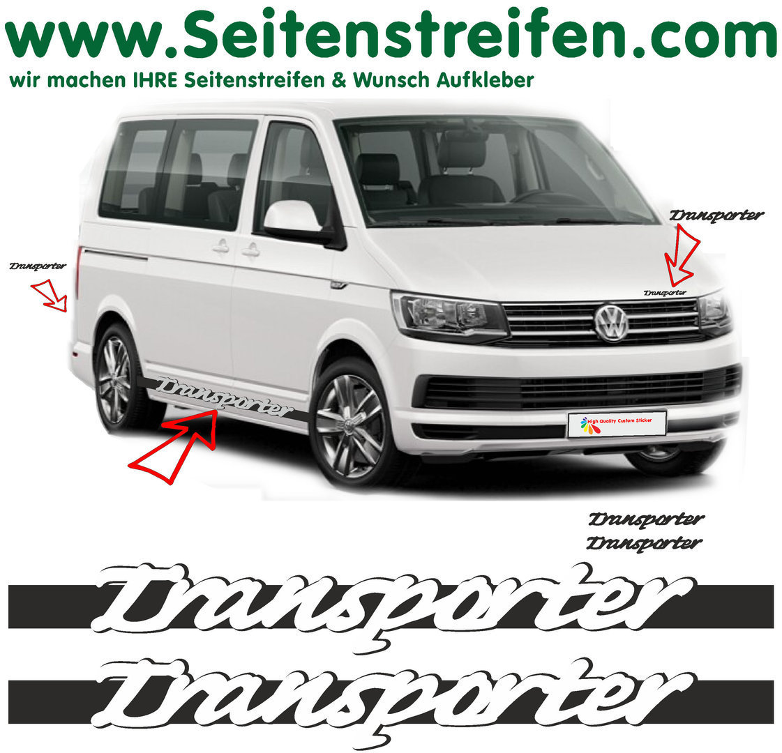 VW Bus T4 T5 T6 - Transporter in Carrera Look - Side Stripes Graphics Decals Sticker Kit - N° 5421