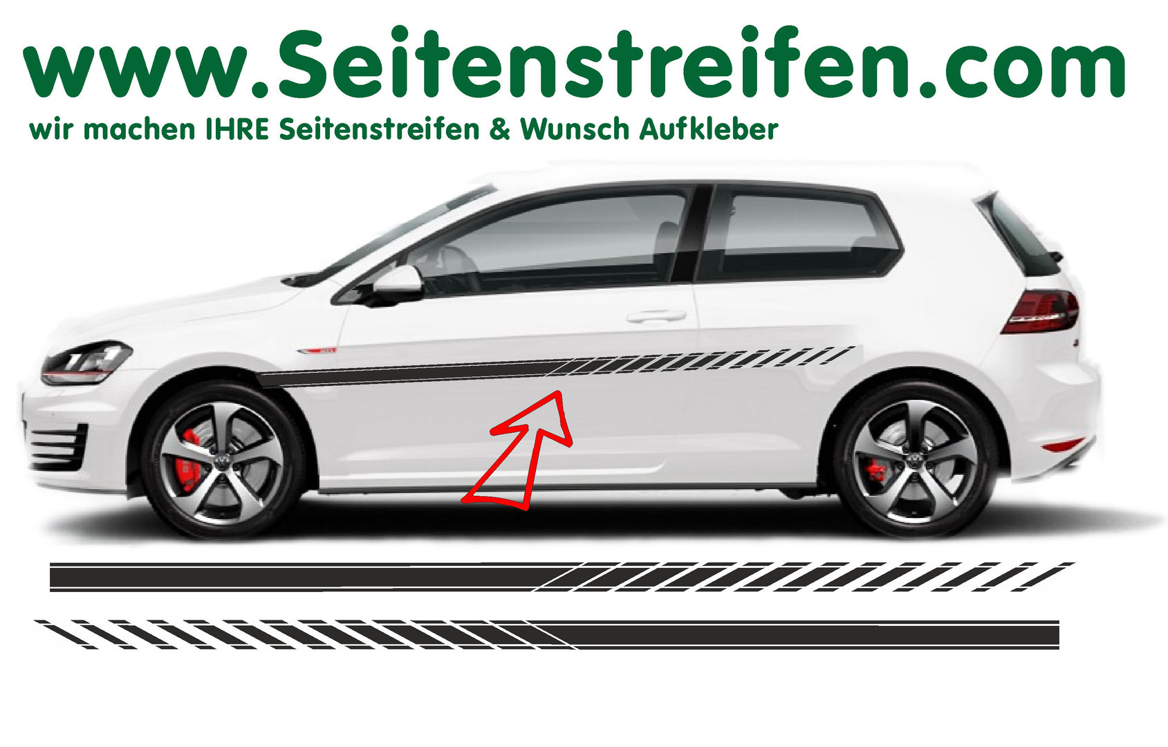 VW Golf Checker Seitenstreifen Aufkleber Set - für 3+4 Türer Nr.: 8498