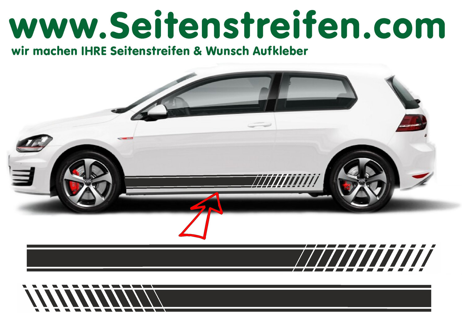VW Golf EVO Seitenstreifen Aufkleber Set - für 3+4 Türer Nr.: 8501
